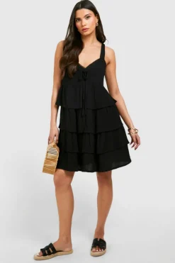 Smock Dresses*boohoo Tiered Ruffle Smock Dress black