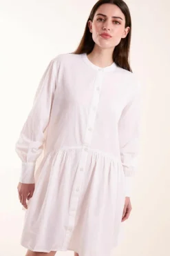 Shirt Dresses*Blue Vanilla Tiered Shirt Mini Dress White