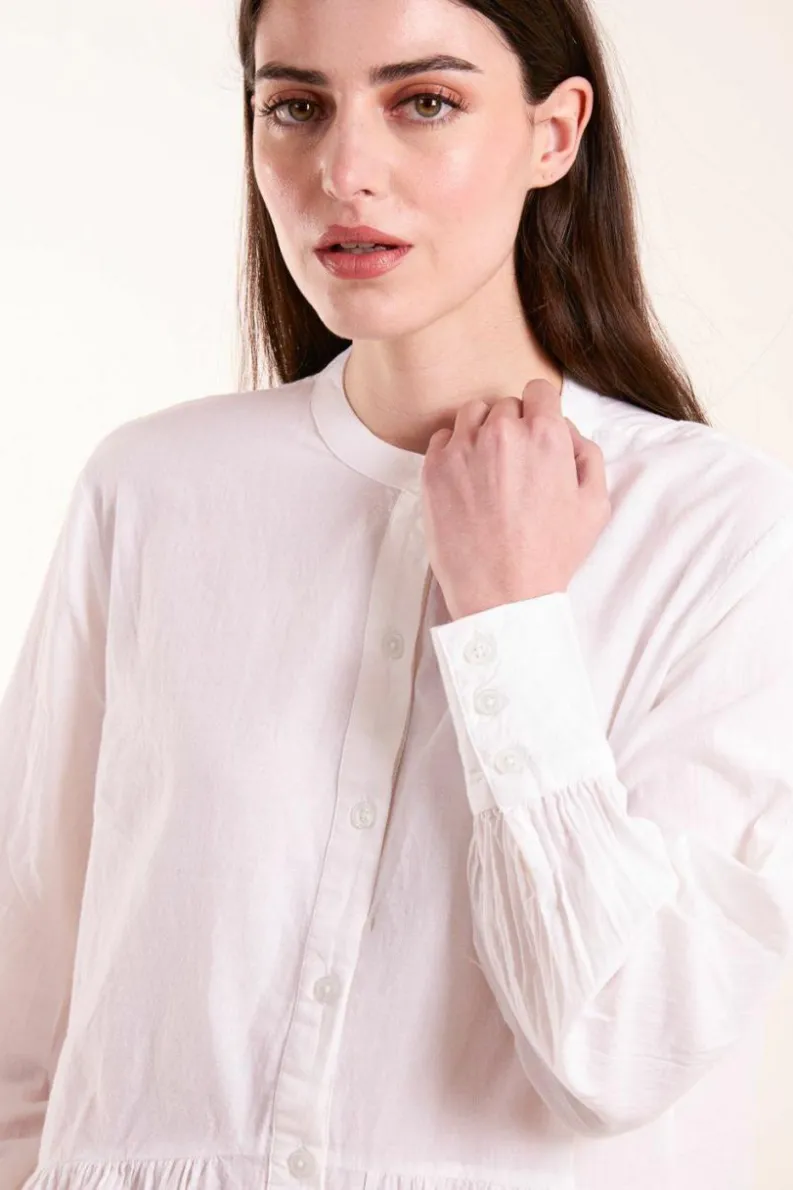 Shirt Dresses*Blue Vanilla Tiered Shirt Mini Dress White