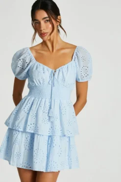 Skater Dresses*Quiz Tiered Skater Mini Dress Blue