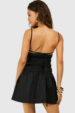 Smock Dresses*boohoo Tierred Mini Cut Out Smock Dress black
