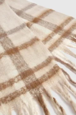 Hats & Gloves|Hats & Gloves*boohoo Tonal Checked Tassel Fringe Scarf neutral