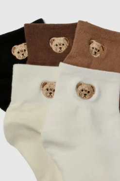 Tights & Socks|Tights & Socks*boohoo Tonal Embroidered Bear Sock 5 Pack multi