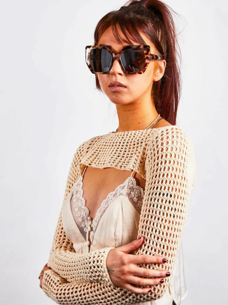 Sunglasses*SVNX Tortoiseshell Oversized Cat Eye Sunglasses Brown