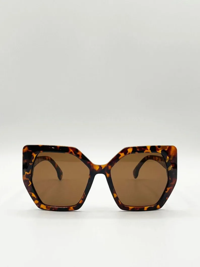 Sunglasses*SVNX Tortoiseshell Oversized Cat Eye Sunglasses Brown