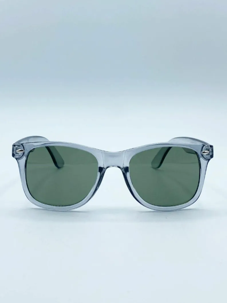 Sunglasses*SVNX Translucent Wayfarer with Khaki Lenses Grey
