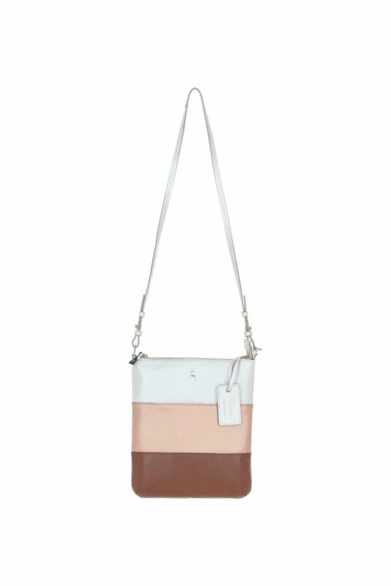 Cross-Body Bags|Handbags*Ashwood Leather Tricolore Elegante' Leather Crossbody Bag Tan