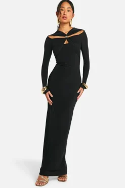 Bodycon Dresses|Maxi Dresses*boohoo Trim Detail Cut Out Maxi Dress black