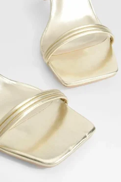 Heels*boohoo Triple Strap Wrap Up High Heels gold