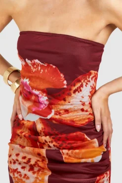 Bodycon Dresses|Maxi Dresses*boohoo Tropical Mesh Bandeau Maxi Dress multi
