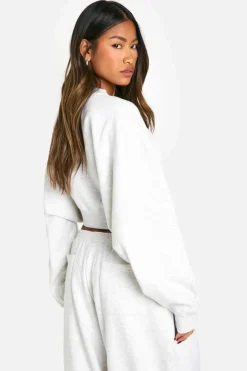 Sweatshirts|Hoodies & Sweatshirts*boohoo TUCKED HEM DETAIL CREW NECK CROPPED SWEATSHIRT ash grey