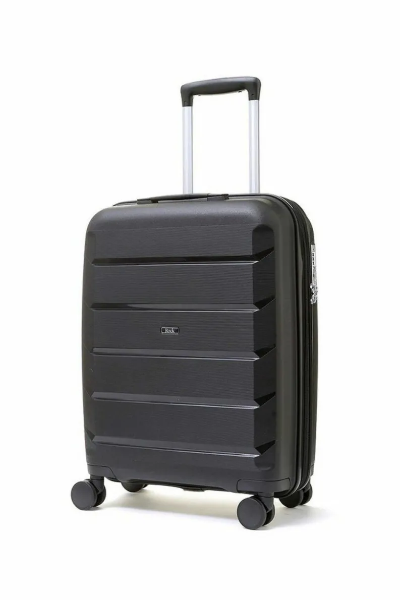 Handbags*Rock Tulum 8 Wheel Hardshell Expandable Suitcase Small Black