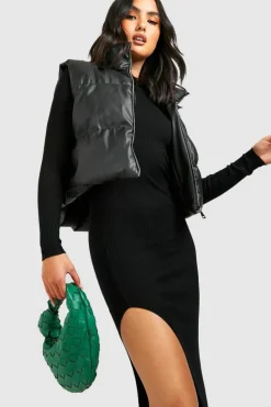 Jumper Dresses|Jumper Dresses*boohoo Turtle Neck Rib Knit Midi Dress black