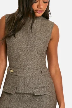 Bodycon Dresses|Mini Dresses*boohoo Tweed Belted Mini Dress brown