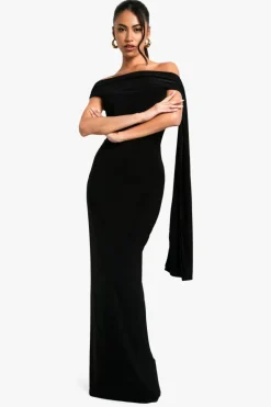 Maxi Dresses|Dresses*boohoo Twist Detail Off Shoulder Drape Maxi Dress black