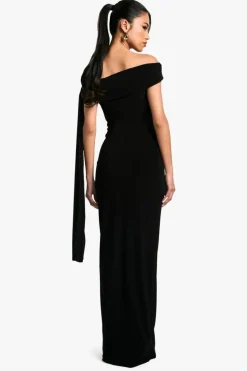 Maxi Dresses|Dresses*boohoo Twist Detail Off Shoulder Drape Maxi Dress black
