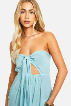 Smock Dresses*boohoo Twist Front Cheesecloth Maxi Dress blue