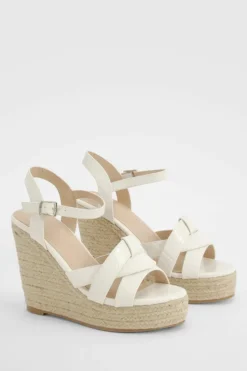 Wedges|Heels*boohoo Twist Front Espadrille Wedges white