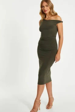 Bodycon Dresses|Midi Dresses*Quiz Twist Strap Bodycon Midi Dress Khaki