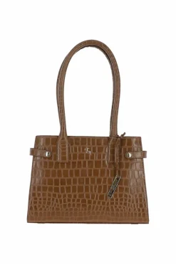 Tote Bags*Ashwood Leather Two Section Croc Print Real Leather Tote Bag Tan
