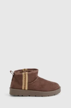 Cosy Boots*boohoo Ultra Mini Embroidered Cosy Boots chocolate