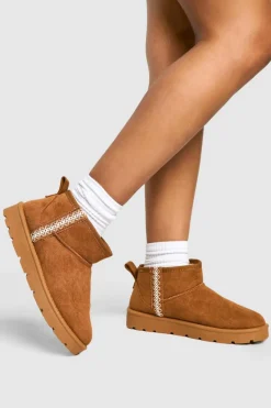 Cosy Boots*boohoo Ultra Mini Embroidered Cosy Boots chestnut