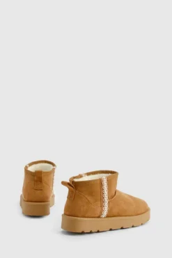 Cosy Boots*boohoo Ultra Mini Embroidered Cosy Boots chestnut