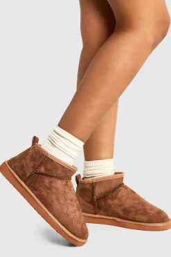 Flat Boots|All Boots*boohoo Ultra Mini Faux Fur Lined Boots chestnut