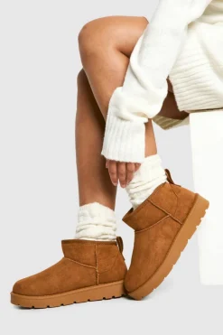 Cosy Boots|All Boots*boohoo Ultra Mini Faux Fur Lined Boots chestnut