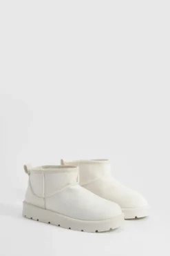 Cosy Boots*boohoo Ultra Mini Faux Fur Lined Boots cream