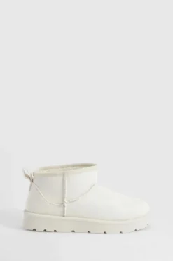 Cosy Boots*boohoo Ultra Mini Faux Fur Lined Boots cream