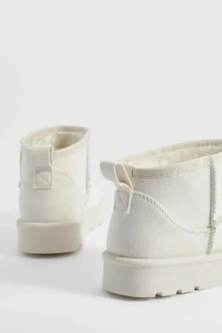 Cosy Boots*boohoo Ultra Mini Faux Fur Lined Boots cream