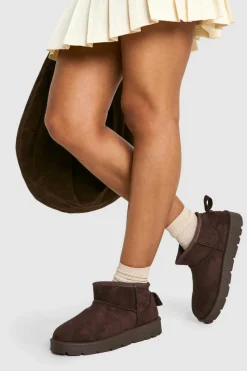 Cosy Boots|All Boots*boohoo Ultra Mini Faux Fur Lined Boots chocolate