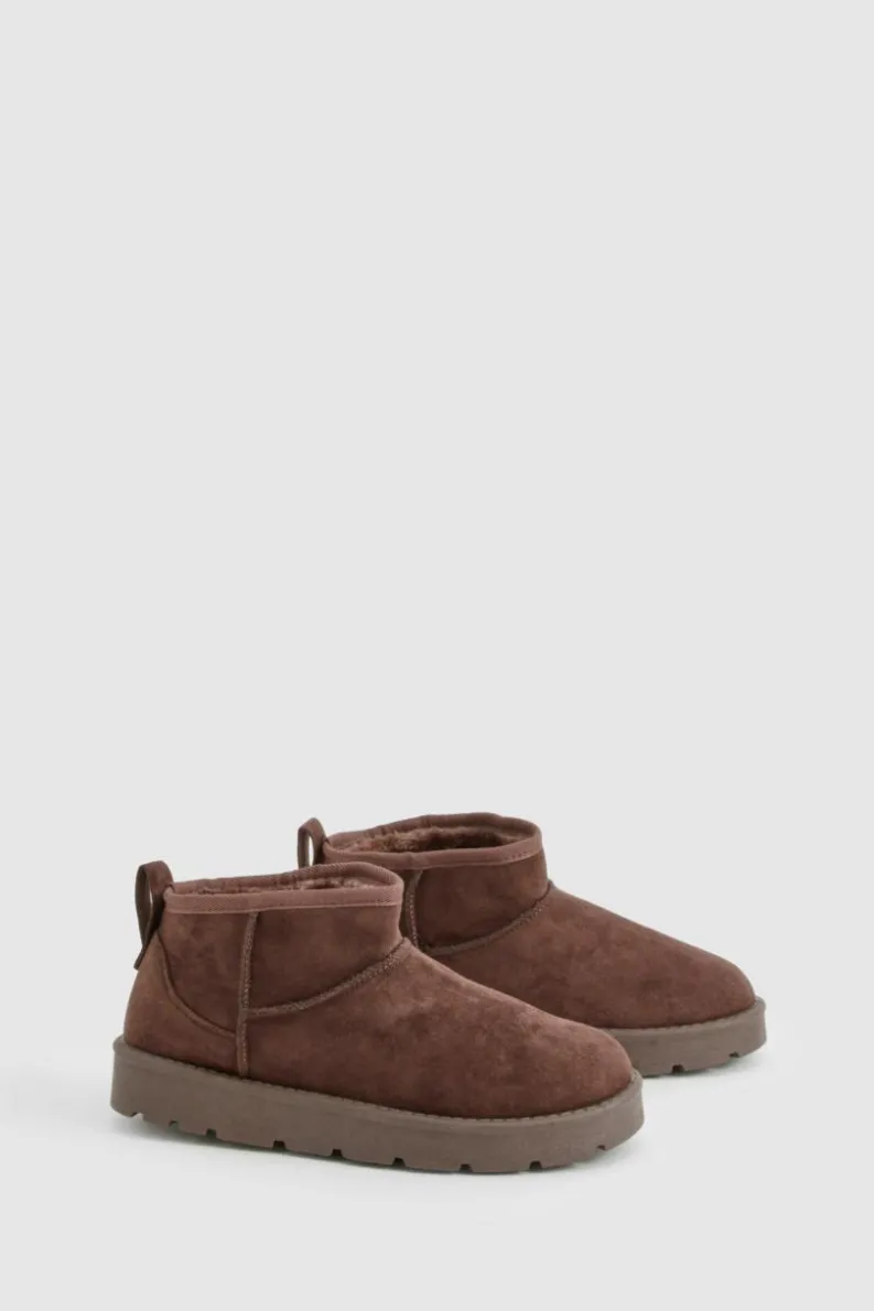 Cosy Boots|All Boots*boohoo Ultra Mini Faux Fur Lined Boots chocolate