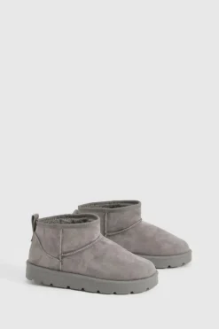 Cosy Boots*boohoo Ultra Mini Faux Fur Lined Boots grey