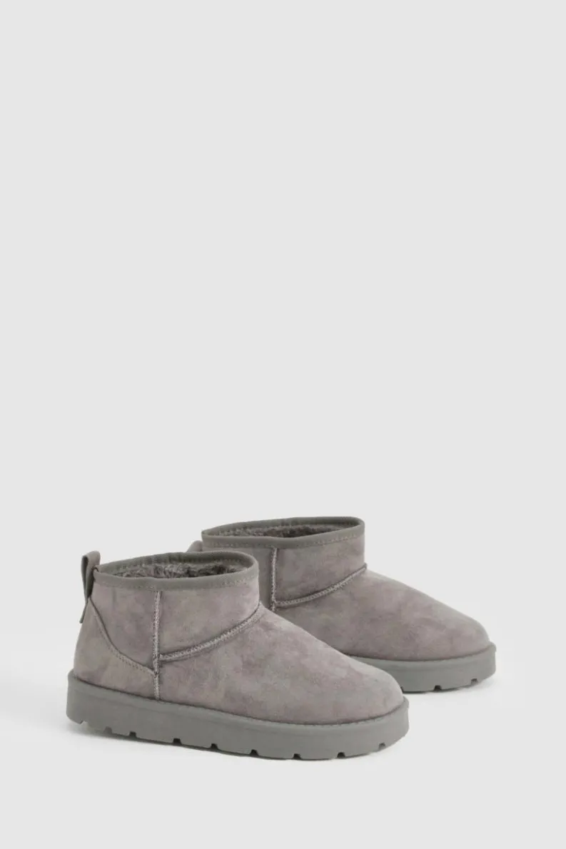 Cosy Boots*boohoo Ultra Mini Faux Fur Lined Boots grey