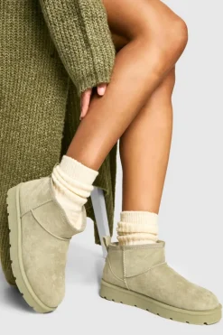 Cosy Boots*boohoo Ultra Mini Faux Fur Lined Boots pistachio