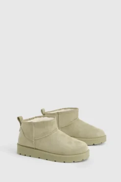 Cosy Boots*boohoo Ultra Mini Faux Fur Lined Boots pistachio