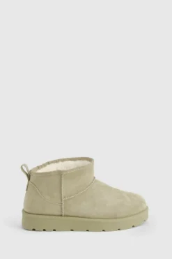 Cosy Boots*boohoo Ultra Mini Faux Fur Lined Boots pistachio