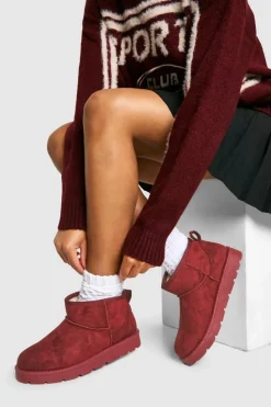 Cosy Boots|All Boots*boohoo Ultra Mini Faux Fur Lined Boots cherry