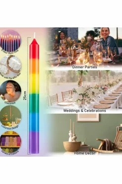 Candles & Diffusers|Candles*Deco Express Unscented Rainbow Colour Taper Candles Pack of 6 Multi