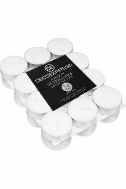 Candles & Diffusers|Candles*Deco Express Unscented White Colour Tealight Candle 10 Hours Pack of 24 Multi