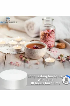 Candles & Diffusers|Candles*Deco Express Unscented White Colour Tealight Candle 10 Hours Pack of 24 Multi