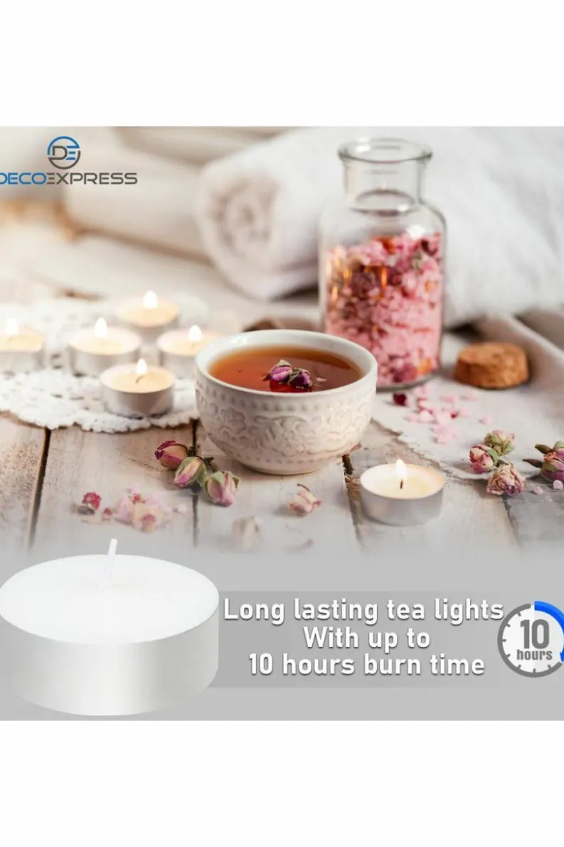 Candles & Diffusers|Candles*Deco Express Unscented White Colour Tealight Candle 10 Hours Pack of 24 Multi