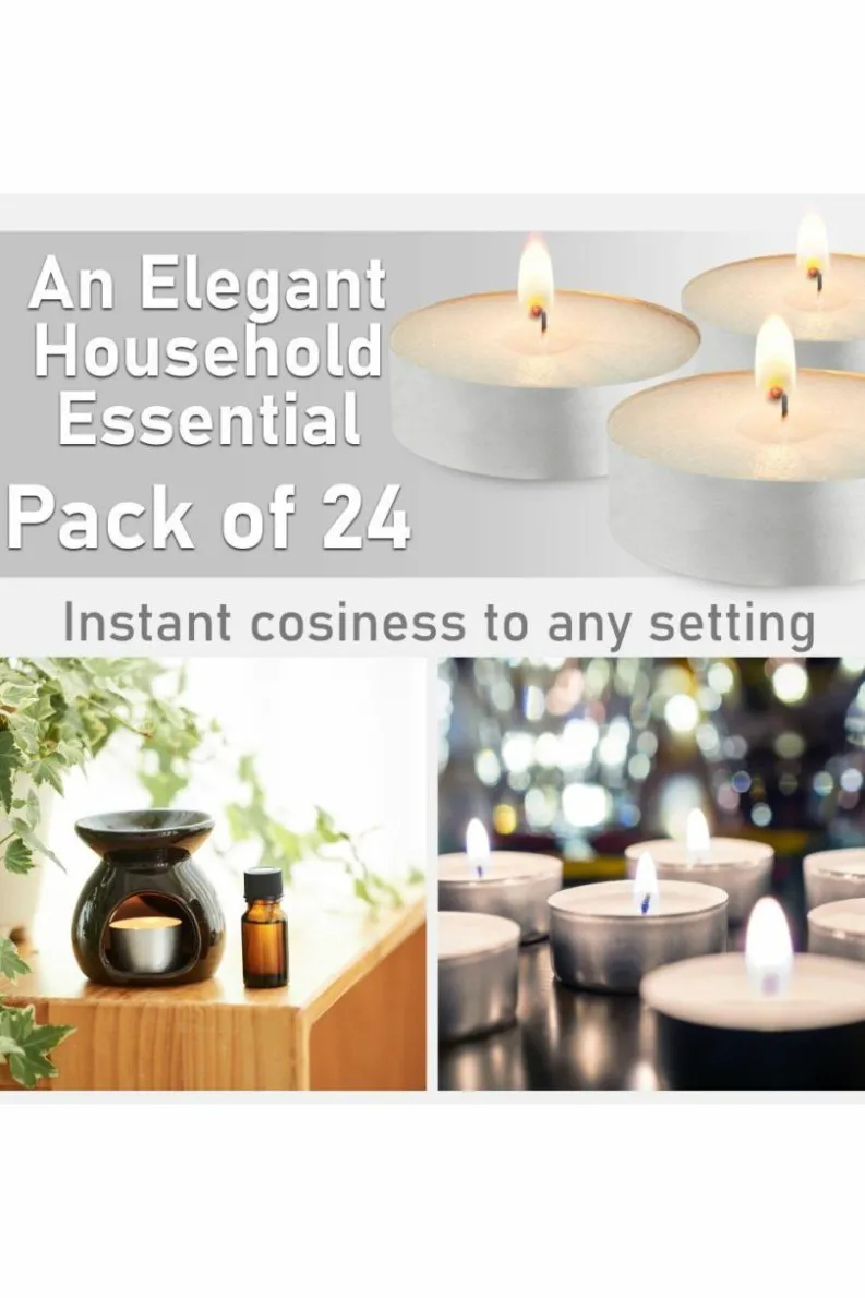 Candles & Diffusers|Candles*Deco Express Unscented White Colour Tealight Candle 10 Hours Pack of 24 Multi