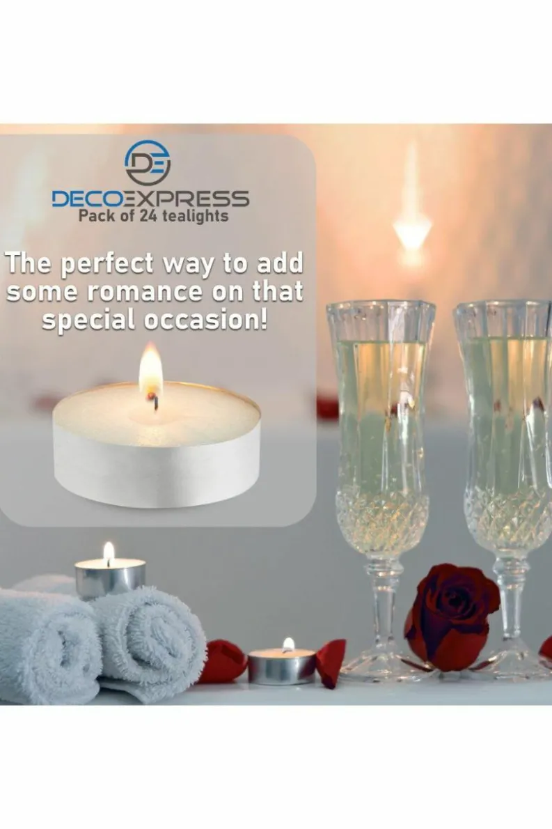 Candles & Diffusers|Candles*Deco Express Unscented White Colour Tealight Candle 10 Hours Pack of 24 Multi