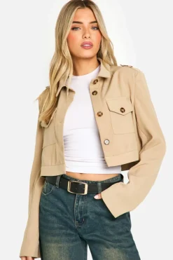 Up To 80% Off Winter Warmers|Suits & Tailoring*boohoo Utility Crop Blazer stone