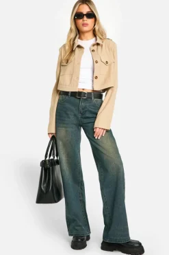 Up To 80% Off Winter Warmers|Suits & Tailoring*boohoo Utility Crop Blazer stone