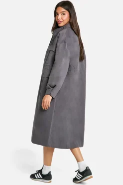 Up To 80% Off Winter Warmers|Trench Coats*boohoo Utility Pocket Detail Trench Coat grey