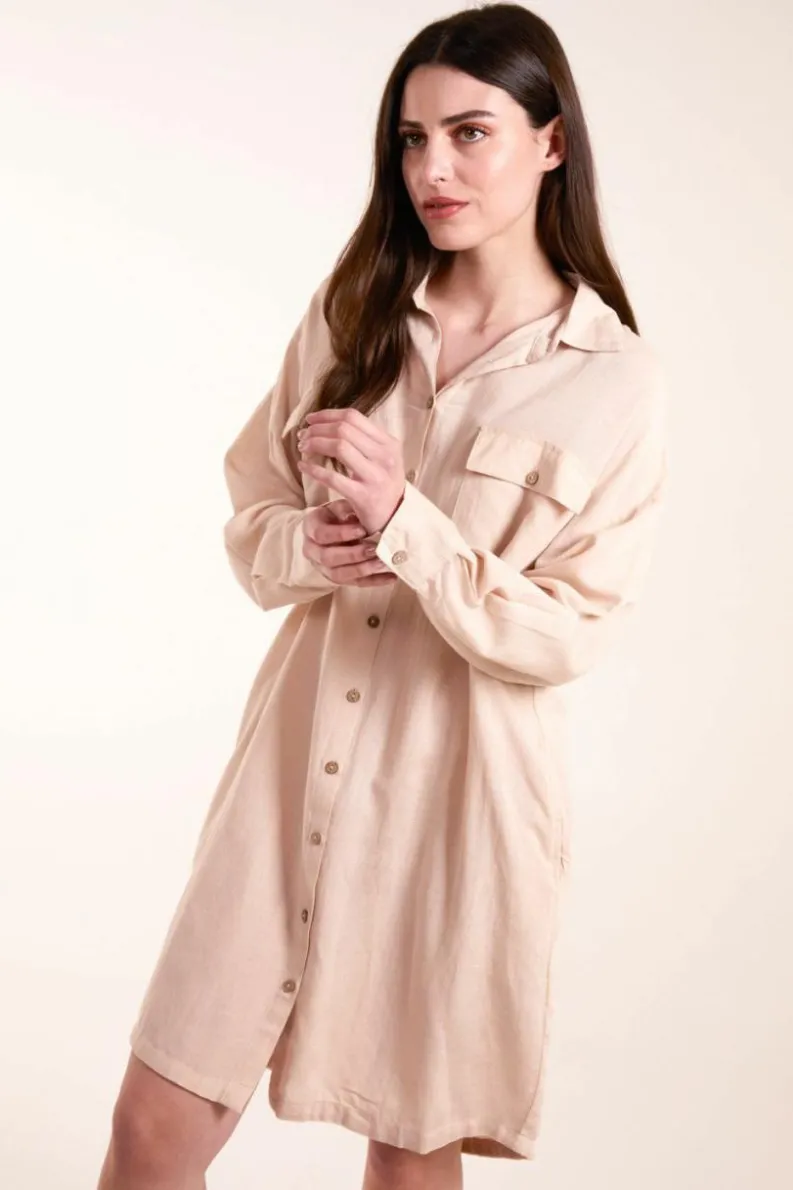 Shirt Dresses*Blue Vanilla Utility Shirt Dress Stone